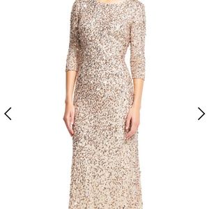 Adrianna Papell three quarter sleeve sequin dress